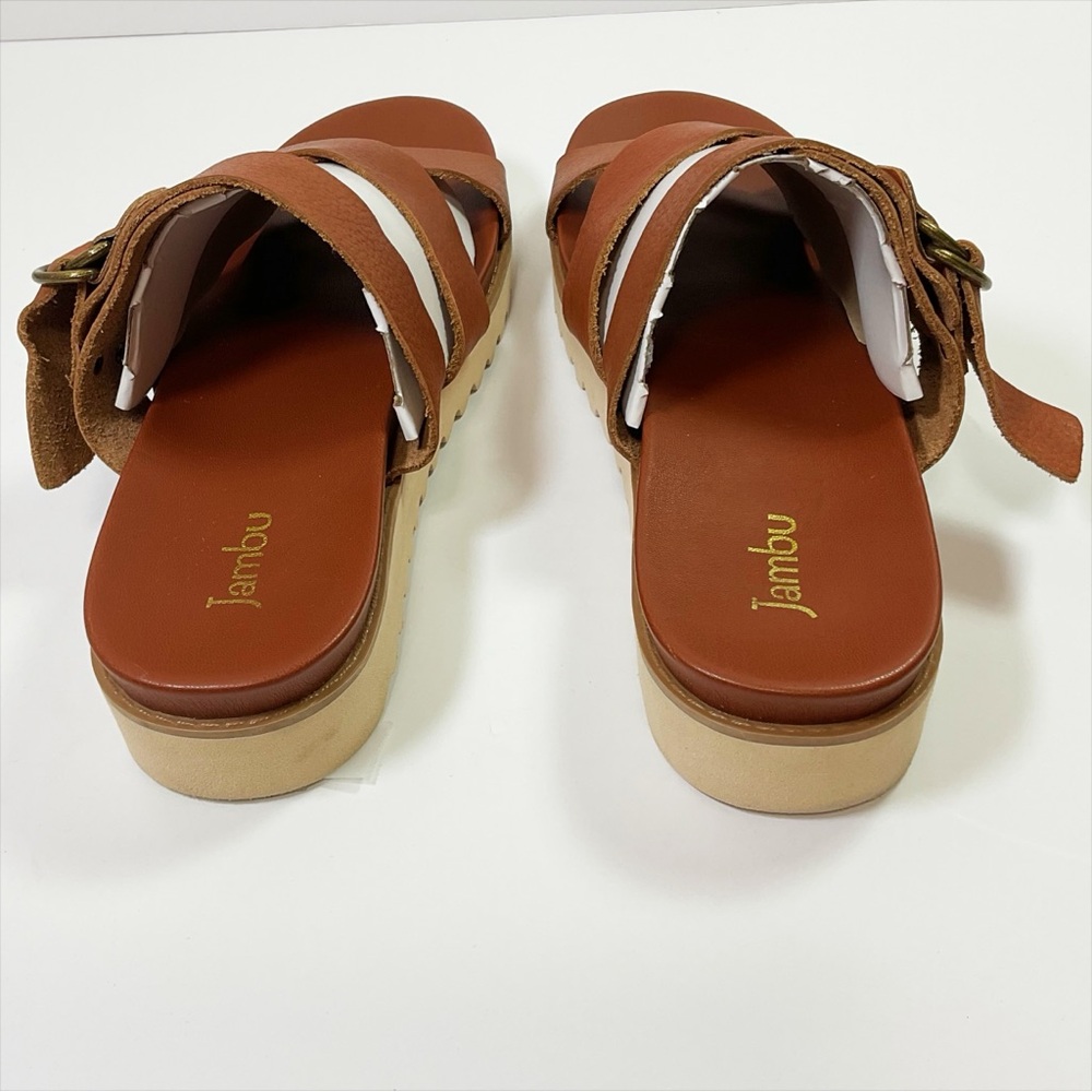 Jambu Frida Leather Criss-Cross Buckle Sandal, Camel - Picture 3 of 9